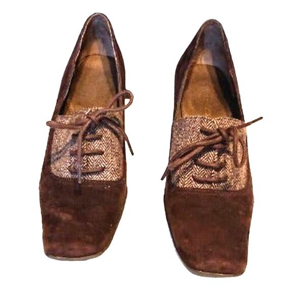 Aerosoles Cincinnati Oxfords Lace Up Square Toe Chunky Heels Brown Womens 8.5M - Picture 3 of 7